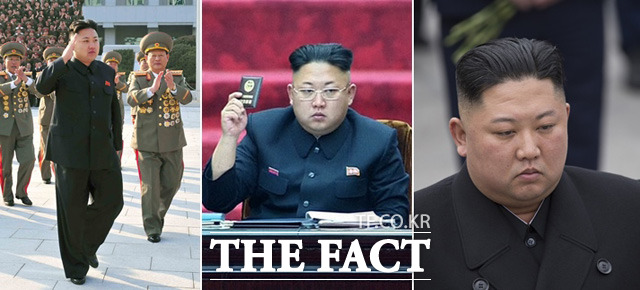 김정은 북한 국무위원장은 수시로 자신의 외모에 대해 바꿔왔다. 할아버지처럼 보이려고 살을 찌우거나 눈썹을 미는 경우도 있었다. 김 위원장의 외모의 변화. 왼쪽부터 과거와 현재의 모습. /신화통신.뉴시스