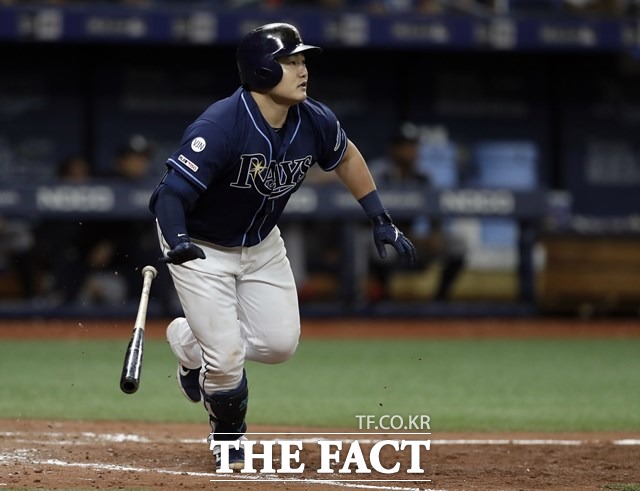 3일 오클랜드 애슬레틱스와 아메리칸리그 와일드카드 결정전 원정에 나선 최지만./AP.뉴시스