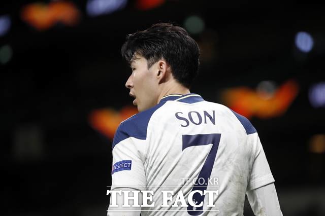 토트넘 손흥민이 12일 디나모 자그레브와 UEFA 유로파리그 16강 1차전에서 선발 64분 동안 조연으로 활약하며 2-0 승리에 기여했다./런던=AP.뉴시스