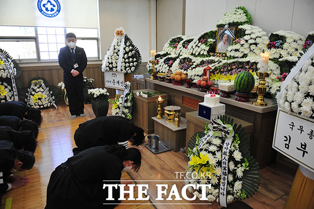조선대학교 장례식장에서 진행된 고 배은심 여사의 발인.