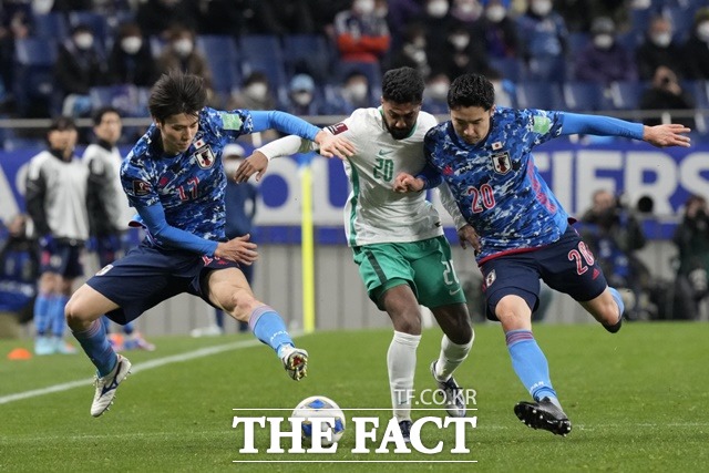 일본이 1일 사이타마 스타디움에서 열린 사우디 아라비아와 2022 카타르 월드컵 아시아 최종예선 B조 8차전에서 2-0으로 승리, 5연승을 달렸다./사이타마=AP.뉴시스