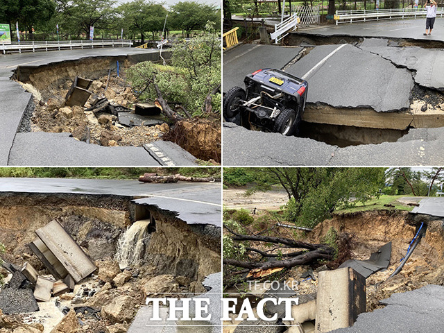 일본에서도 기록적은 폭우가 계속되며 몸살을 앓고 있다. 특히 아오모리현에는 지난 8일부터 사흘간 350mm가 넘는 많은 비가 내렸는데 이는 예년 8월 한 달 평균 강수량과 맞먹는 양이다. 앞서 지난 3일에는 일본 북서부 지역인 야마가타현도 폭우로 인해 도로가 크게 함몰되면서 자동차가 추락하는 사고가 발생했다. /사진출처-@ximaverse 트위터