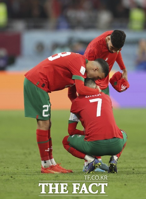 아프리카와 아랍권 최초로 월드컵 4강에 진출한 모로코는 크로아티아에 져 4위로 대회를 마감했다./알라얀=AP.뉴시스