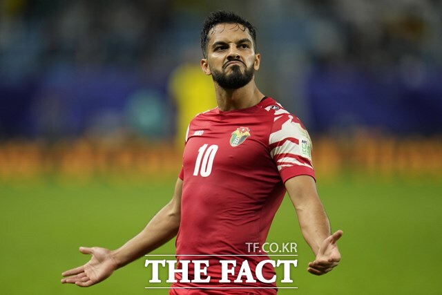 말레이시아와 E조 1차전에서 멀티골을 기록한 요르단의 유일한 유럽파 무사 알 타마리./AP.뉴시스