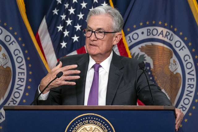 제롬 파월 미국 연방준비제도이사회(연준) 의장이 20일(현지시간) 연방공개시장위원회(FOMC)가 끝난 뒤 열린 기자회견에서 올해 금리 전망에 대해 설명했다. /뉴시스