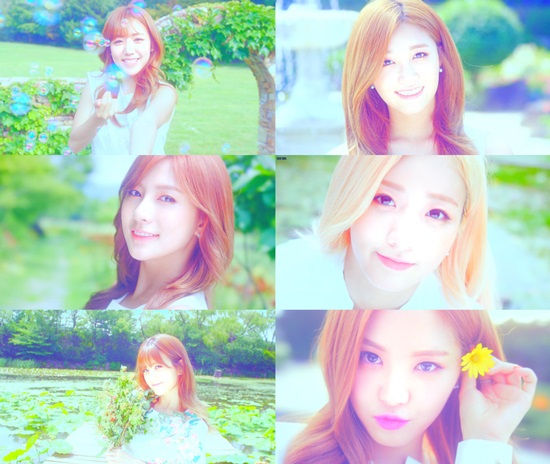 청순한 매력을 강조한 꽃잎점 뮤직비디오. 에이핑크는 22일, 23일 양일간 잠실 실내체육관에서 단독 콘서트를 개최한다. /에이큐브엔터테인먼트 제공