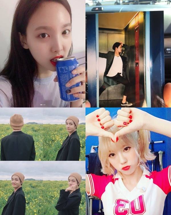 방탄소년단 뷔, 사우스클럽 남태현, 트와이스 나연, 우주소녀 루다. 이번 주를 빛낸 아이돌의 인생샷. /각 연예인 공식 SNS