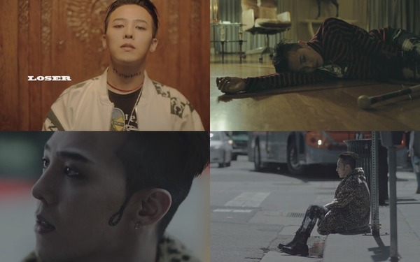 루저(LOSER)는 빅뱅 특유 알앤비 감성에 힙합이 느껴지는 곡이다. 당시 지드래곤은 뮤비 속에서 상처받은 남자를 연기했다. /뮤직비디오 캡처