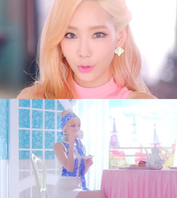 라이언 하트(Lion Heart)는 1960년대 미국의 복고풍 정서를 느낄 수 있는 곡이다. 당시 태연은 인형을 연상하게 하는 금발과 메이크업으로 물오른 미모를 과시했다. /뮤직비디오 캡처