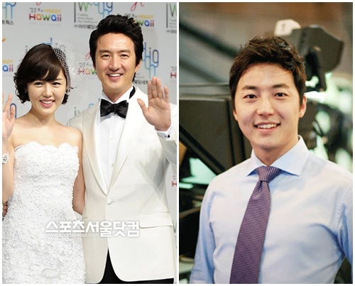



▲ 이하정-정준호(사진 왼쪽) 결혼식의 2부 사회를 맡은 이성배 아나운서/사진=배정한기자 