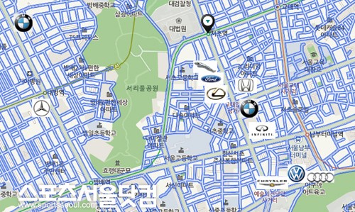



▲ 서초-방배 수입차거리 지도