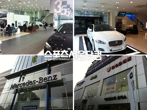 



▲ BMW 방배 지점 내부, 재규어 서초 지점 내부, 메르세데스-벤츠 방배 지점,크라이슬러(Jeep, DODGE) 서초 지점
