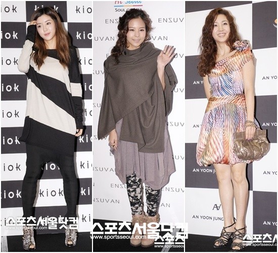 ▲ 다소 아쉬운 패션감각으로 서울패션위크에 등장한 박한별, 김소정, 이아현(왼쪽부터)/배정한 기자