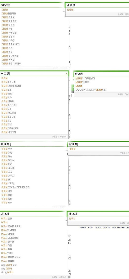 ▲한 네티즌이 올린 여성과 남성 연관검색어/온라인 커뮤니티