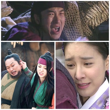 '마의' 속 조승우(위)가 절체절명의 위기 속에서 사랑과 기회를 확인하며 극중 열연하고 있다. / MBC 방송화면 캡처.