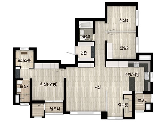 



반도건설이 8일부터 계약에 들어가는 동탄2신도시 '반도유보라 아이비파크'는 84B㎡(타워형) 평면도 / 출처 =  반도건설 제공