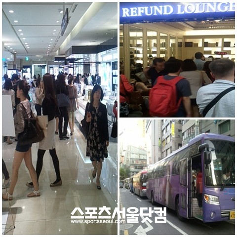 



명동에 있는 신세계백화점과 롯데백화점이 많은 관광객들로 붐비고 있다./ 오세희 기자