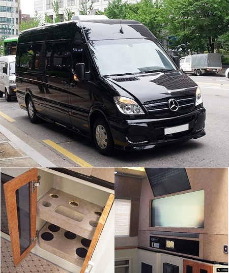 서울신라호텔 측은 4~5명 이상의 고객을 위한 공항 리무진 서비스용 차량으로 차량 가격이 2억원에 육박하는 벤츠의 '스프린터'를 선택했다. / 벤츠 스프린더 공식판매 블로그 캡처