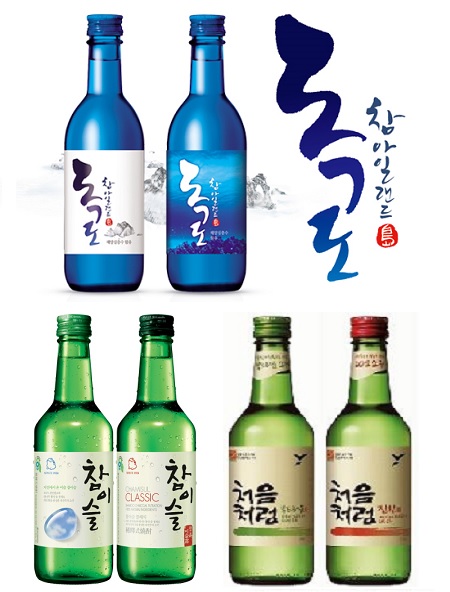 '참이슬', '처음처럼' 등 국내 소주 업계가 도수 바꾸기에 나서면서도 소주병의 색상에는 변화를 주지 않는 이유는 '녹색'에 대한 소비자들의 선호도가 높기 때문이다. / 각 사 홈페이지 캡처