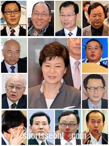 박근혜 정부 1년 5개월간 낙마한 인사들. 김종훈 김종훈 전 미래창조과학부 장관 후보자, 한만수 전 공정거래위원장 후보자, 김병관 전 국방부 장관 후보자, 이남기 전 홍보수석(첫째 줄 왼쪽부터), 문창극·안대희 전 국무총리 후보자(둘째 줄 왼쪽부터), 김용준 전 초대 총리 후보자, 윤창중 전 청와대 대변인(셋째 줄 왼쪽부터), 윤진숙 전 해양수산부 장관, 김학의 전 법무부 차관, 채동욱 전 검찰총장, 황철주 전 중소기업청장 후보자(넷째 줄 왼쪽부터). /더팩트DB, 서울신문 제공