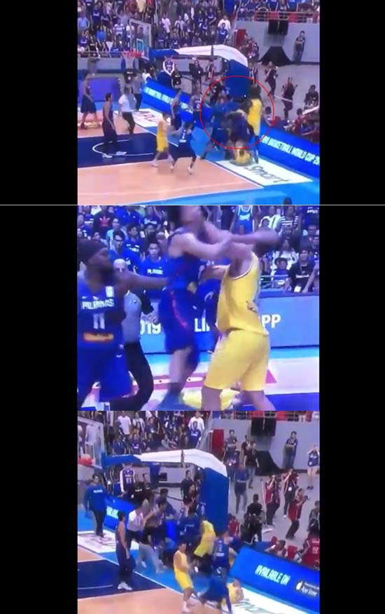 호주-필리핀의 농구 월드컵 지역 예선전에서 난투극이 발생했다. /유튜브 채널 Doah and Duce podcast 영상 캡처