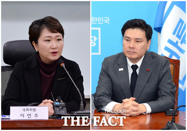 당내 보수성향을 견지하고 있는 지상욱 의원(오른쪽)과 이언주 의원(왼쪽)이 이 이슈들에 대해서 강력하게 반발하면서 당론 채택은 무산돼 종종 어색한 상황이 벌어졌다. /더팩트DB