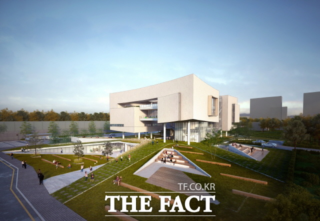 광주시 하남지구에 시민 교육‧문화‧복지를 위한 정보제공과 향토자료및 미래 글로벌 자료 구축을 위한 지역거점의 역할을 수행하는 시립도서관이 건립된다. 사진은 도서관 메인투시도./광주시 제공