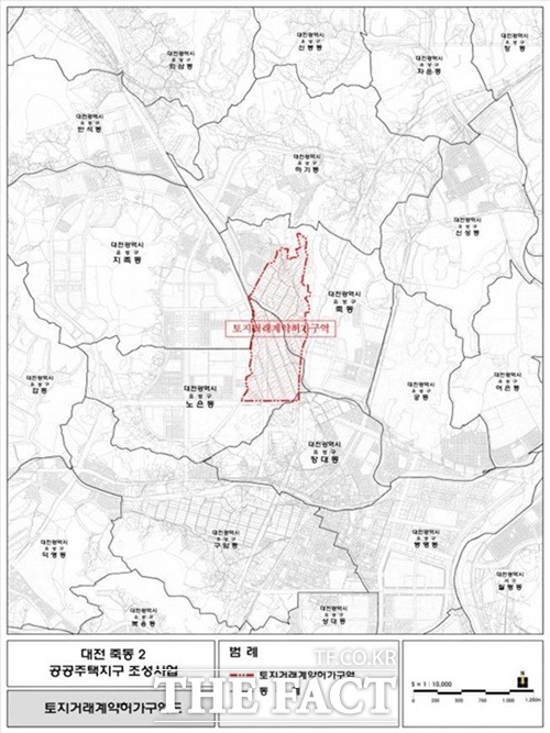 유성구 죽동 공공주택지구가 9월 5일부터 토지거래허가구역으로 지정된다. / 대전시 제공