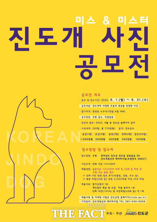 진도군이 제1회 미스&미스터 진돗개 사진 공모전을 개최한다/진도군 제공