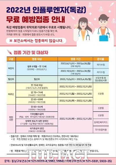 충남 천안시가 2022~2023절기 독감 무료 예방접종을 시행한다. / 천안시 제공