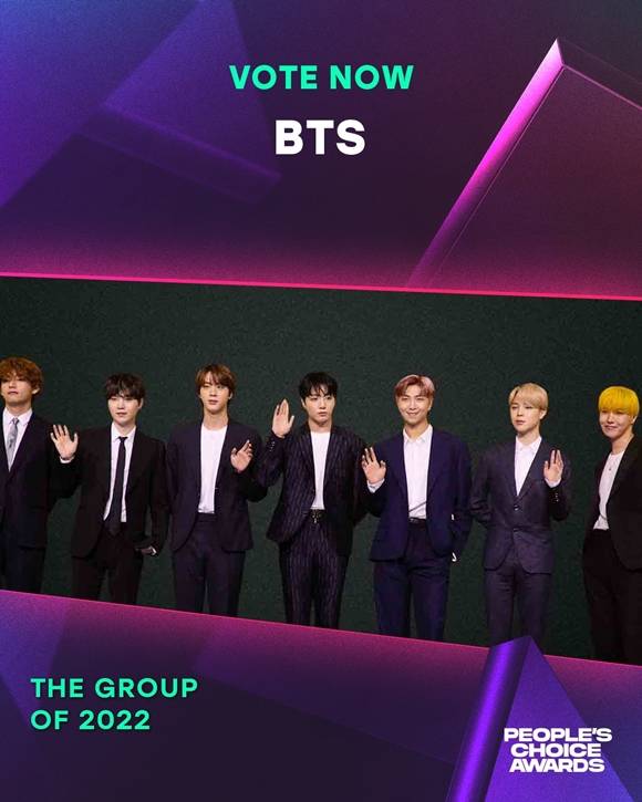 그룹 방탄소년단이 미국 '2022 피플스 초이스 어워즈' 4개 부문 수상 후보에 올랐다. /피플스 초이스 어워즈 제공