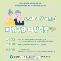  당진시, 65세 이상 어르신 폐렴구균 무료 예방접종 지원