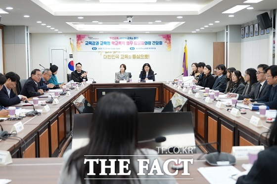 부산시교육청은 27일 시교육청 제1회의실에서 교육(지원)청 학교폭력 업무담당자 17명을 대상으로 간담회를 개최했다고 밝혔다./부산시교육청.