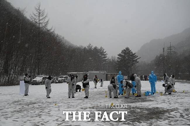 오물풍선·드론 이용 폭발테러 대비 가상훈련 현장 /경기남부경찰청