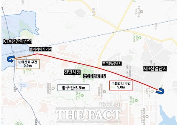 시범운행지구 지형도. /천안시