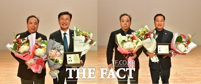 전북 완주군의회 유의식 의장(사진 왼쪽)과 서남용 의원 ‘2024 완주군새마을지도자대회’에서 완주군새마을회로부터 감사패를 수상했다. /완주군의회