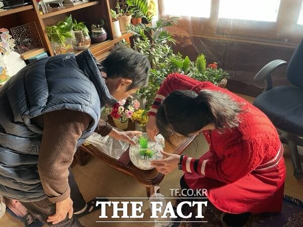 대덕구노인종합복지관은 12일 민관협력 돌봄체계 활성화 사업 ‘나의 반려동물 구피 키우기’ 정서지원 프로그램을 진행했다./대덕구노인종합복지관