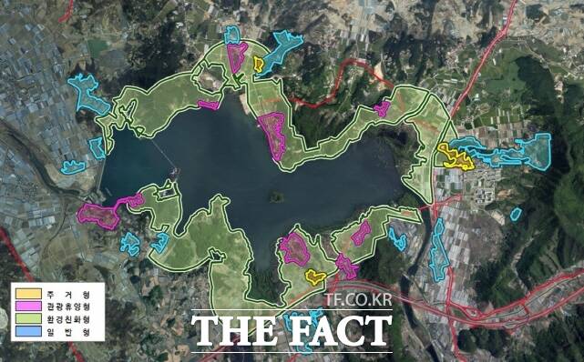 논산시 탑정호 주변 성장관리계획 위성사진. /논산시