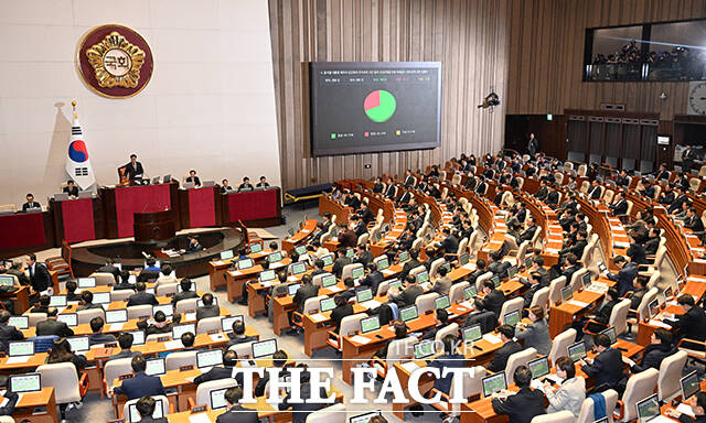 12일 오후 서울 여의도 국회에서 열린 제419회 국회(임시회) 제2차 본회의에서 김건희 특검법이 가결되고 있다. /국회=박헌우 기자