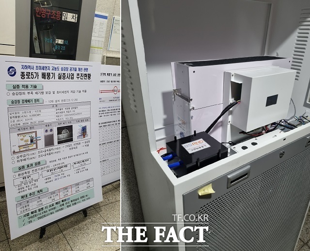 서울 지하철 1호선 종로5가역에서 진행된 배풍기 실증 사업에 도입된 보성알앤디 공기청정기 기술. /완주기업지원단