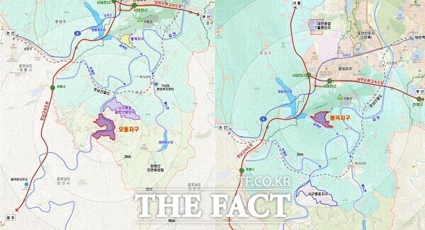 대전 오동지구 및 봉곡지구 위치도 /대전도시공사