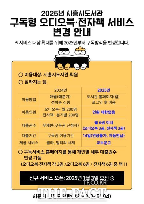 구독형 오디오북·전자책 서비스 확대 운영 안내문 /시흥시 중앙도서관