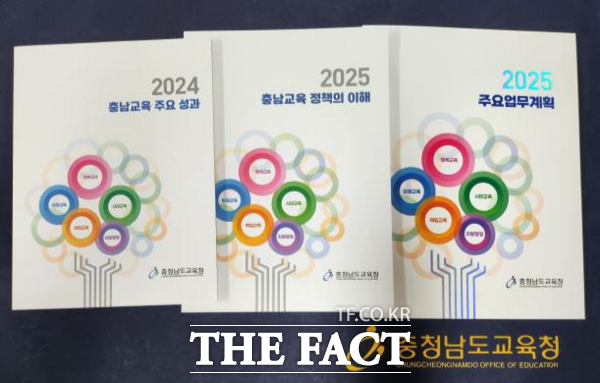 충남도교육청에서 제작해 각 교육기관 및 학교에 배포한 교육정책 자료 3종 표지. /충남교육청