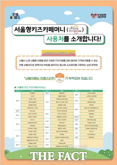서울형 키즈카페머니 사용처 포스터./서울시