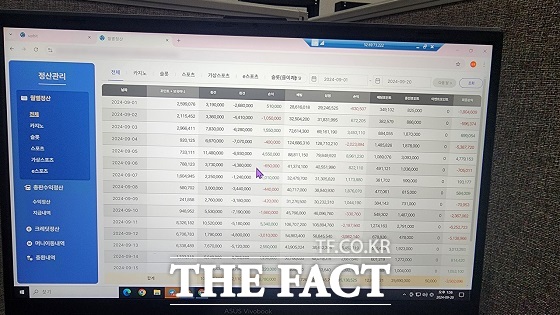 도박 사이트 충전 및 환전 정산 내역 캡처. /부산경찰청