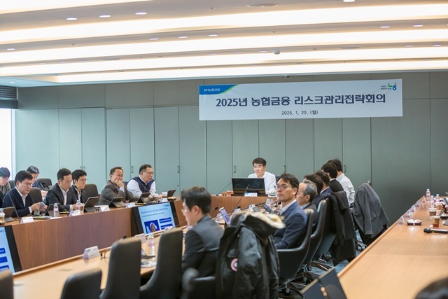 NH농협금융은 20일 서울 여의도 소재 NH투자증권 본사에서 2025년 농협금융 리스크관리 전략회의를 개최했다. 양재영 리스크관리부문장이 리스크관리 전략회의를 주재하고 있다. /NH농협금융