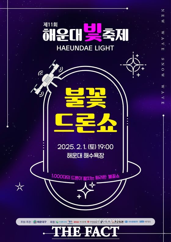 해운대구는 해운대빛축제의 일환으로 2월 1일 오후 7시 해운대해수욕장에서 불꽃드론·불꽃쇼를 개최한다./해운대구.