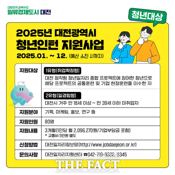 2025년 대전시 청년 인턴 지원사업 홍보 포스터 /대전시