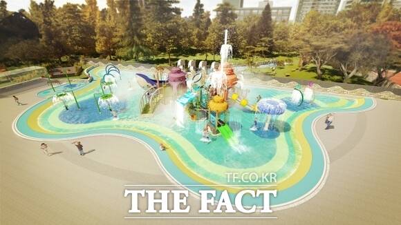 경기 김포시가 걸포동 오스타파라곤 아파트 인근 걸포중앙공원에 조성할 예정인 '야외 물놀이장'의 조감도./김포