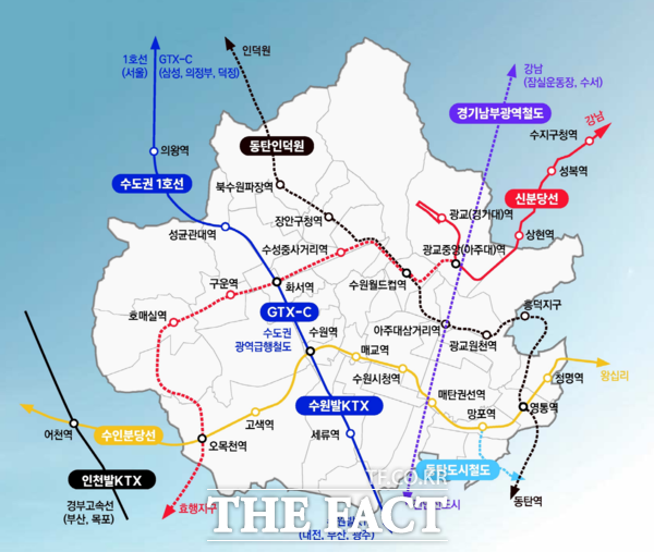 수원시 철도역(예정지 포함) 현황./수원시